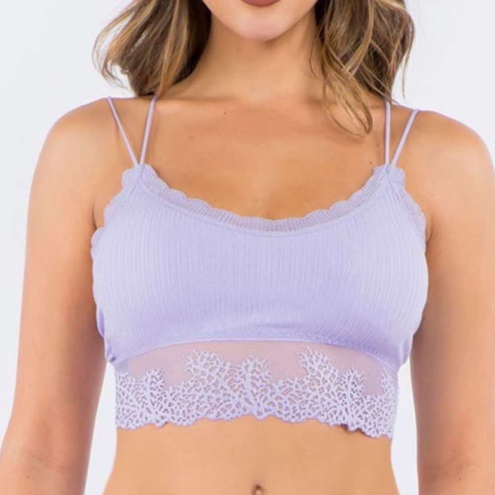 Lavender & Black Lace Bralette Size M/L - Picture 2 of 3